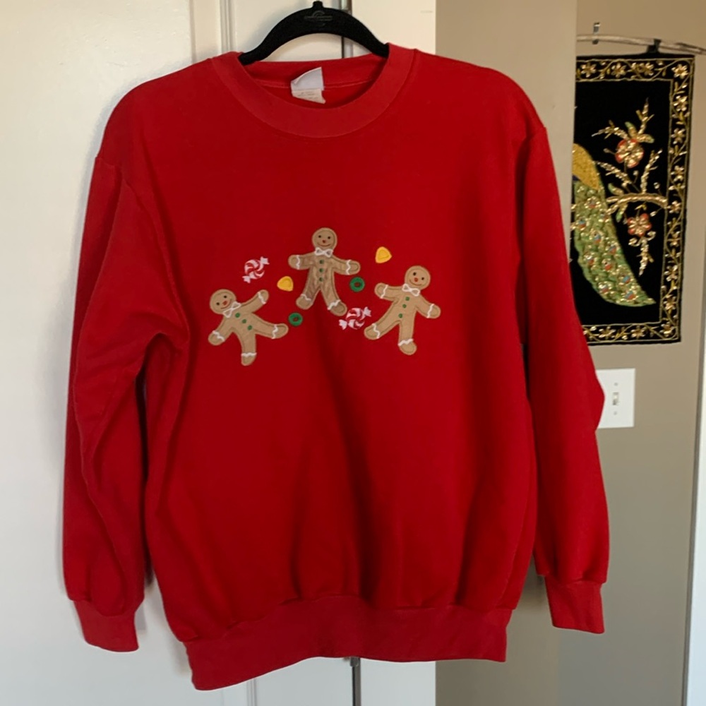 Vintage Holiday gingerbread man sweatshirt. Size large.